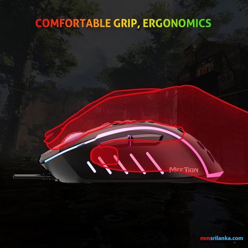 Meetion GM015 Lightweight Honeycomb RGB Gaming Mouse (6M)